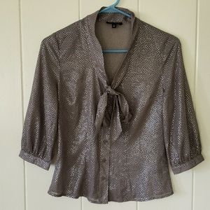 The Limited Womens 1/2 Sleeve Button Down Shimmer Dot Blouse Size XS